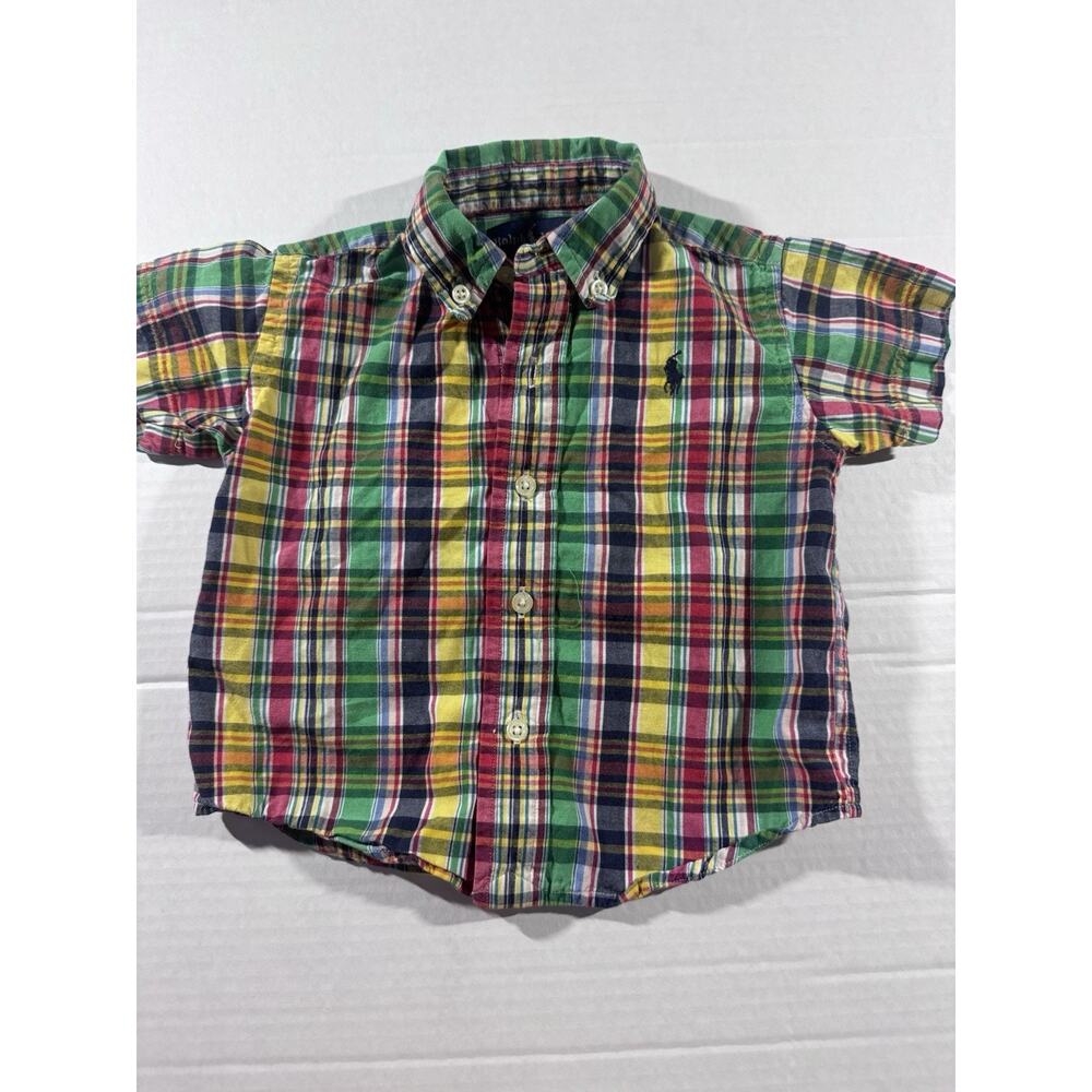 Ralph Lauren Baby Boys 12M Plaid Short Sleeve Button Down Shirt Multicolor - Picture 2 of 4